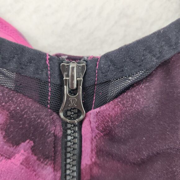 Lululemon Sweaty Endeavor Bra Blooming Pixie Raspberry Black Size 6 Run Support - Picture 4 of 7